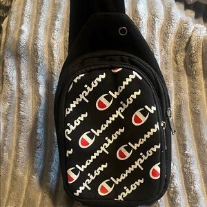 Champion Black and White Logo Belt Bag
